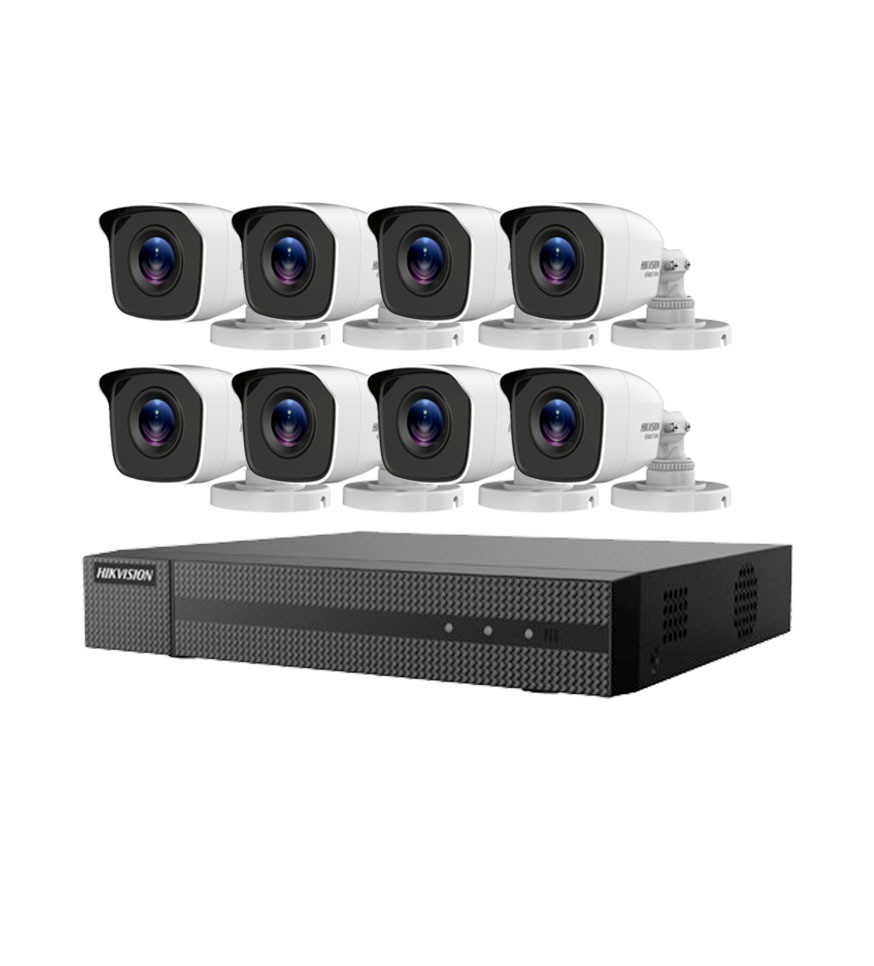 KIT HIKVISION 8 CAMARAS BULLET 4 MPX COAXIAL