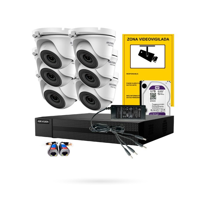 KIT HIKVISION 6 DOMO 5MPX