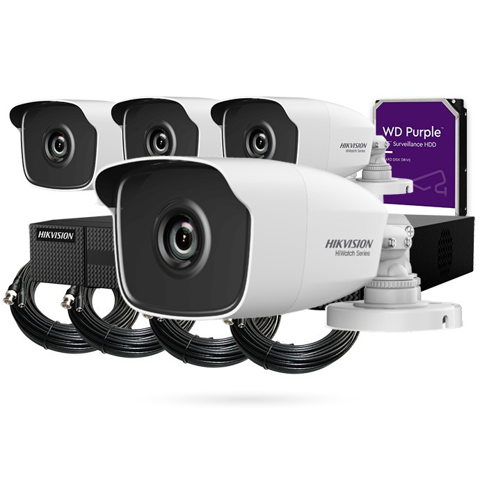 KIT HIKVISION 4 CAMARAS BULLET AUDIO