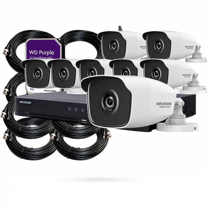 KIT HIKVISION 8 CAMARAS BULLET AUDIO