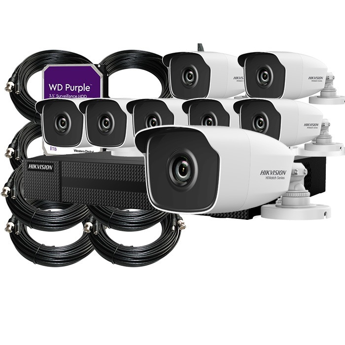KIT HIKVISION 8 CAMARAS BULLET AUDIO