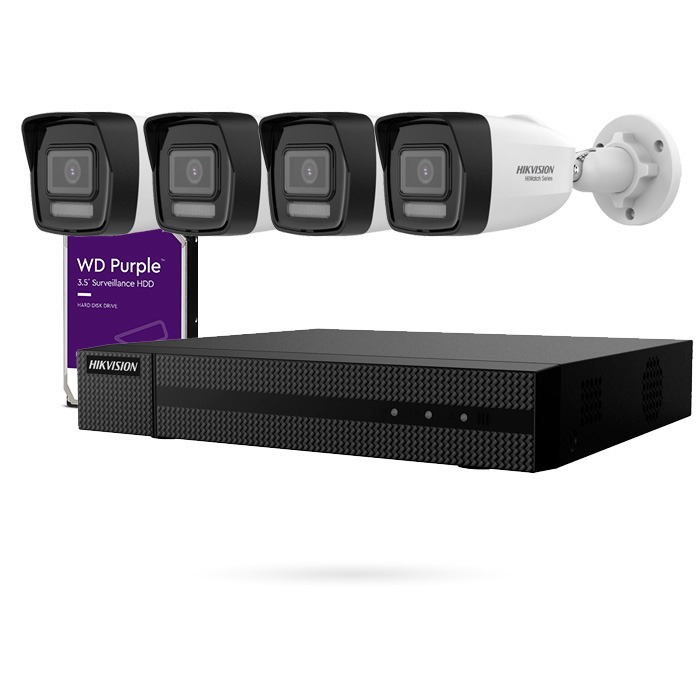 KIT IP POE 4 CAMARAS BULLET 4MPX