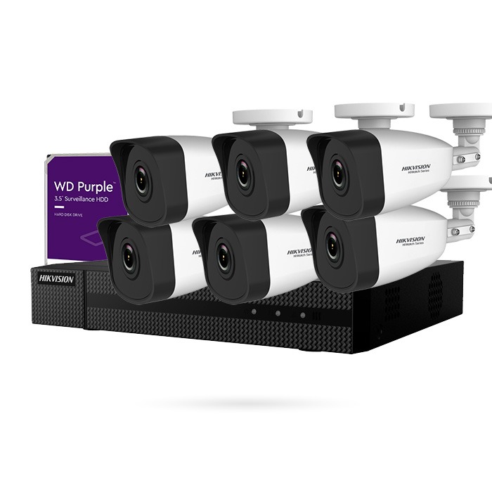 KIT IP POE 6 CAMARAS BULLET 4MPX