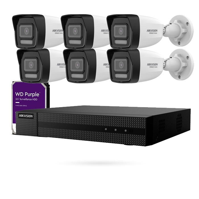 KIT IP POE 6 CAMARAS BULLET 4MPX