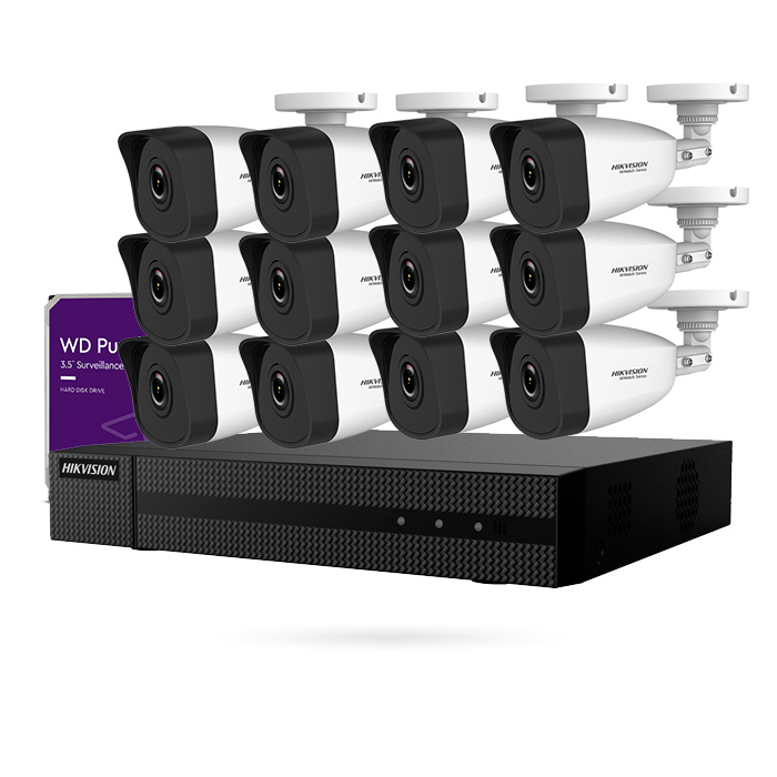 KIT IP POE 12 CAMARAS BULLET 4MPX