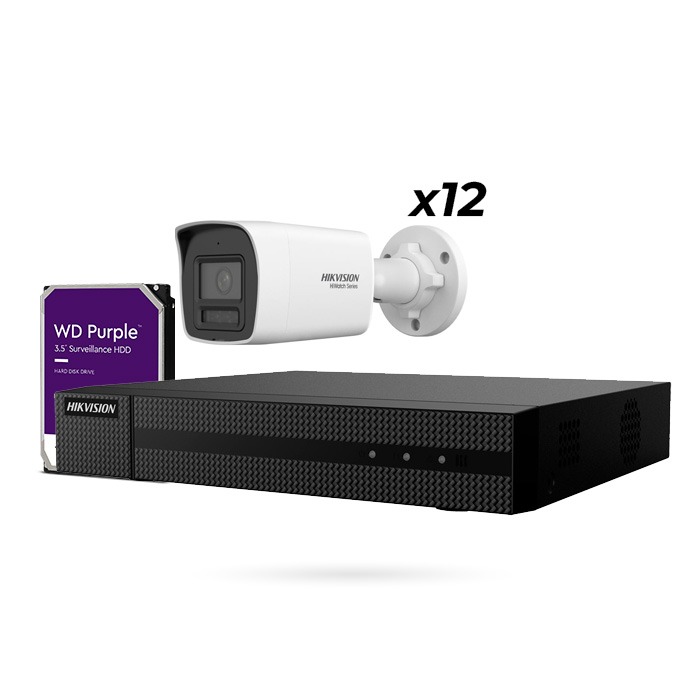 KIT IP POE 12 CAMARAS BULLET 4MPX