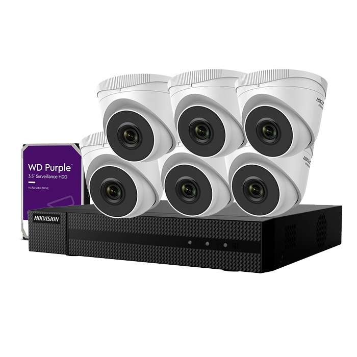 KIT IP POE 6 CAMARAS DOMO 4MPX