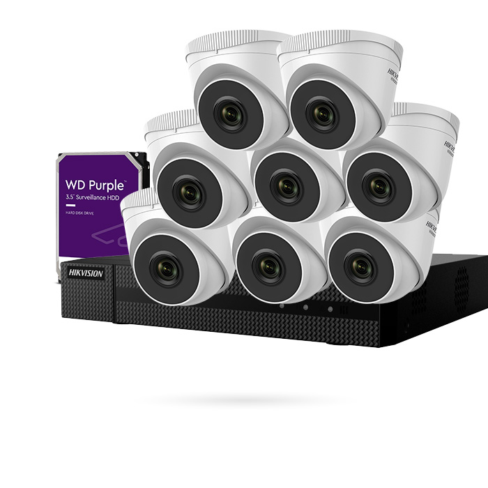 KIT IP POE 8 CAMARAS DOMO 4MPX