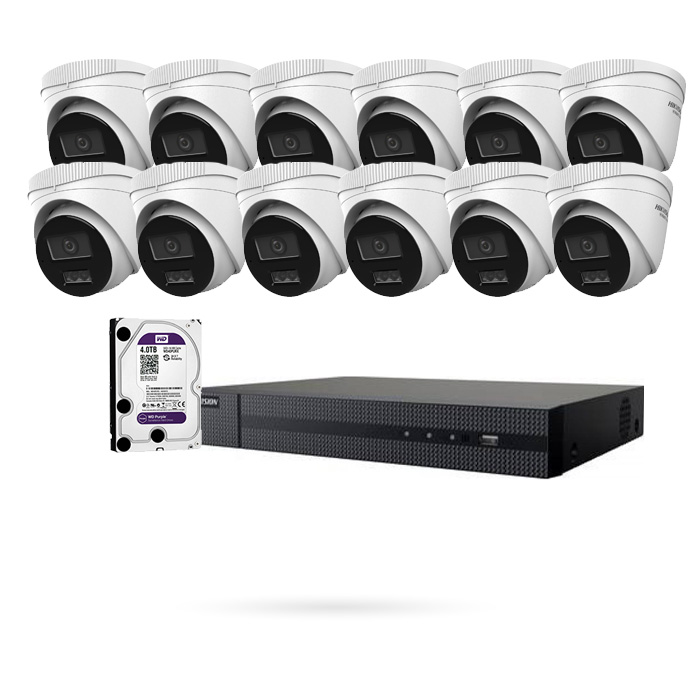 KIT IP POE 12 CAMARAS DOMO 4MPX