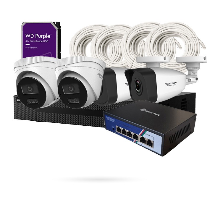 KIT IP 4 CAMARAS 2 DOMO Y 2 BULLET FHD