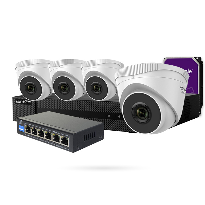 KIT IP 4 CAMARAS 4 DOMO 4MPX