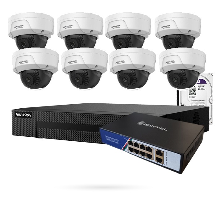KIT IP 8 CAMARAS 8 DOMO FULL HD