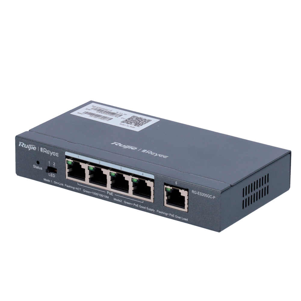 SWITCH POE REYEE 4 PUERTOS 10/100/1000