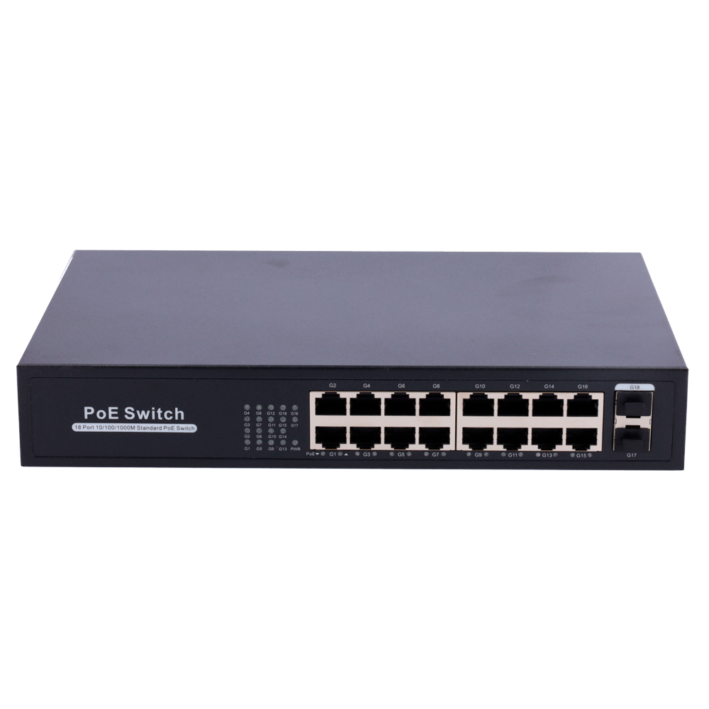 SWITCH POE 16 PUERTOS 10/100/1000 2 GIGA