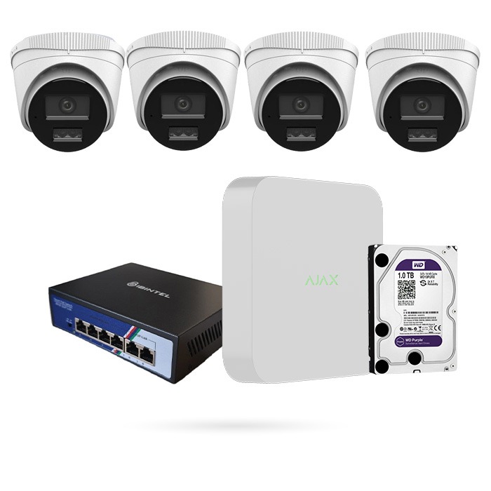 AJAX KIT POE 4 CAM DOMO HIKVISION 4MPX
