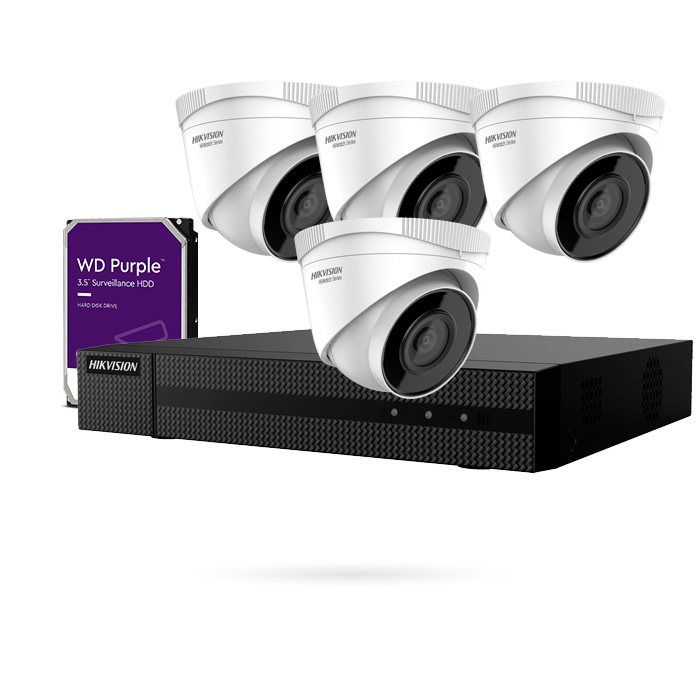 KIT IP POE 4 CAMARAS DOMO 4K