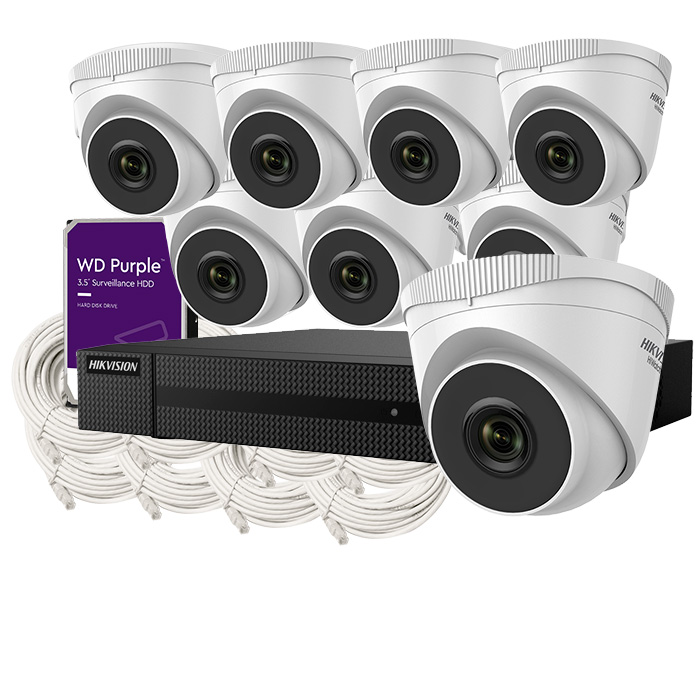 KIT IP POE TIENDA 8 CAMARAS DOMO