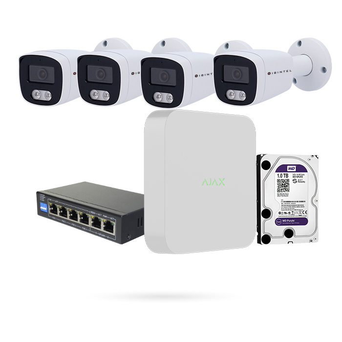 AJAX KIT POE 4 CAM BULLET IBINTEL 4MPX