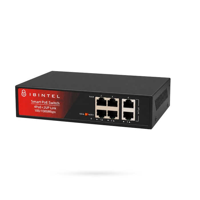 IBINTEL SWITCH POE 4 CH + 2 UP 10/100/1000