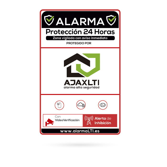 CARTEL ALARMA AJAX ALUM LACADO 19X12