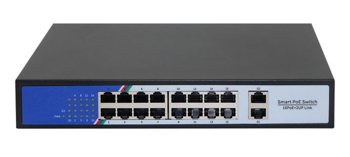 IBINTEL SWITCH POE 16 CH + 2 UP 10/100/1000