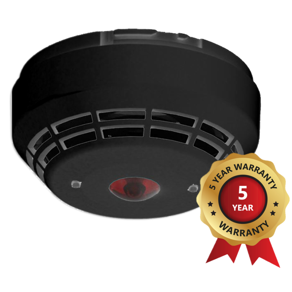 DETECTOR DE HUMO ÓPTICO DUAL CON SIRENA Y FLASH NEGRO