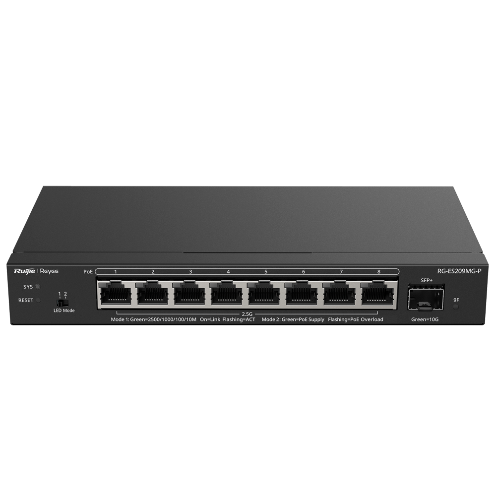REYEE SWITCH POE MULTI GIGA 8 CH + 1 SFP 10GBPS