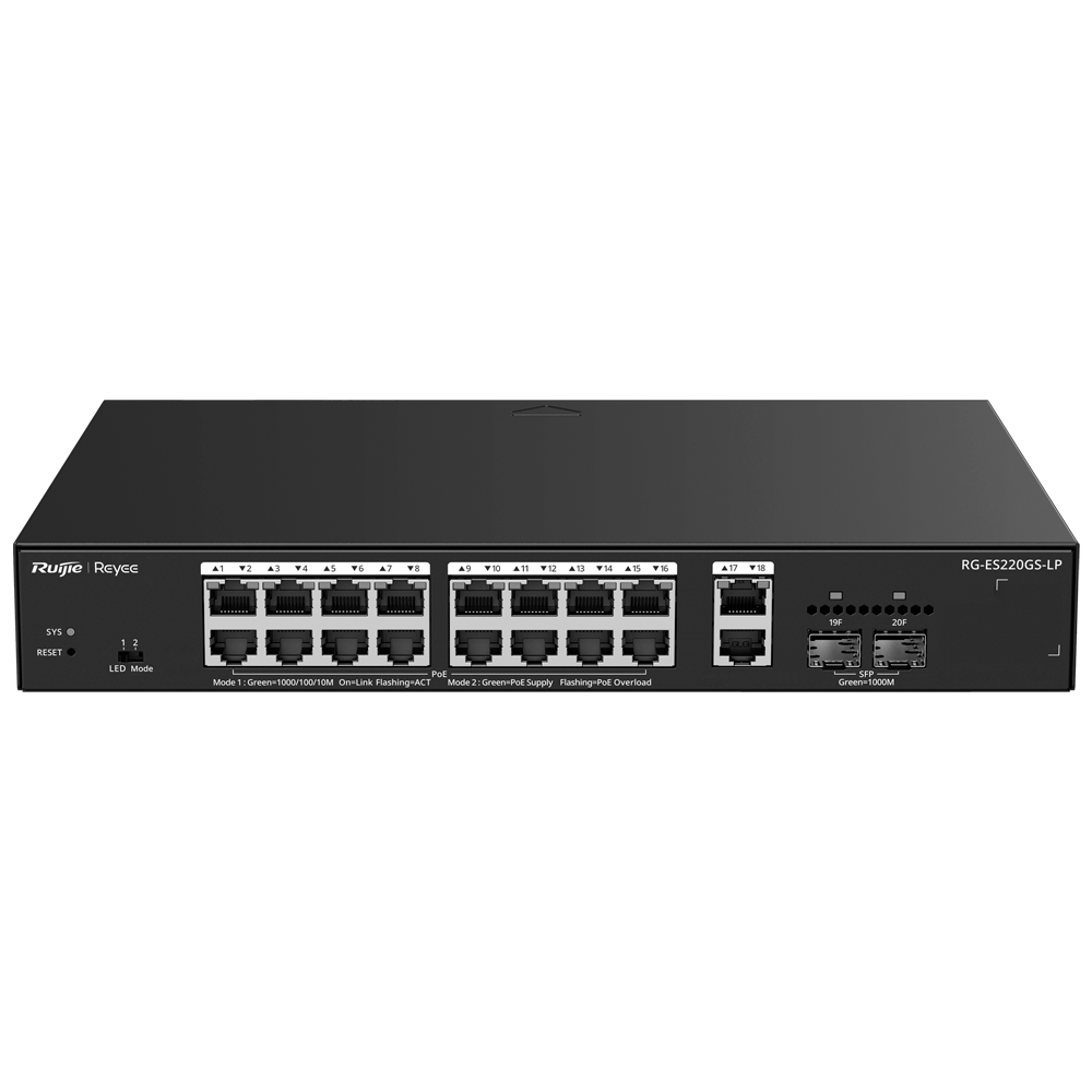 REYEE SWITCH 16 POE CH GEST 2 UPLINK + 2 SFP