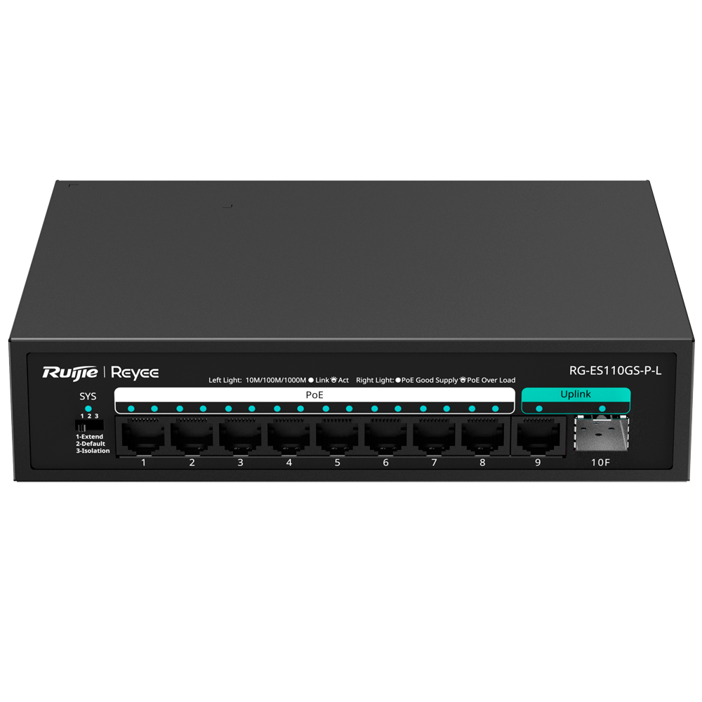 REYEE SWITCH POE 8 PUERTOS 1 UPLINK + 1 SFP 10/100/1000 MBPS