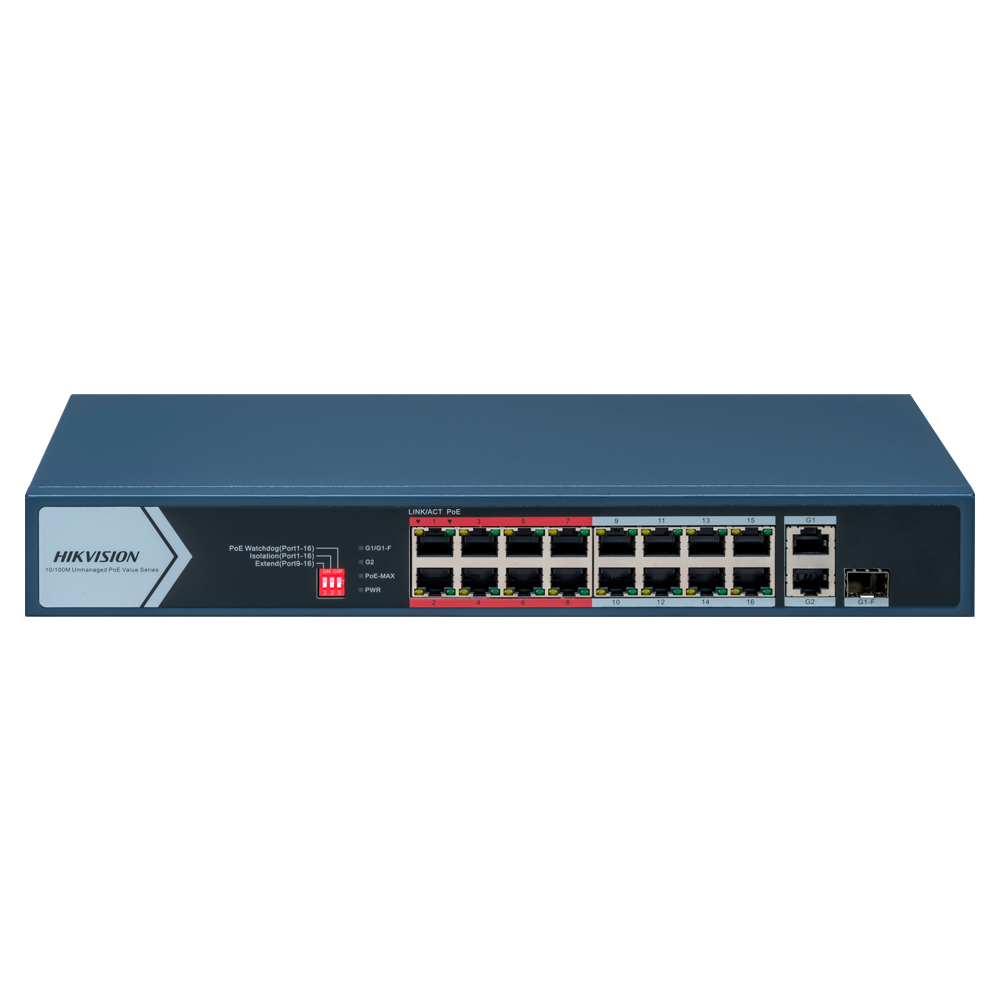 HIKVISION SWITCH POE 16 CH + 2 UPLINK NO GEST