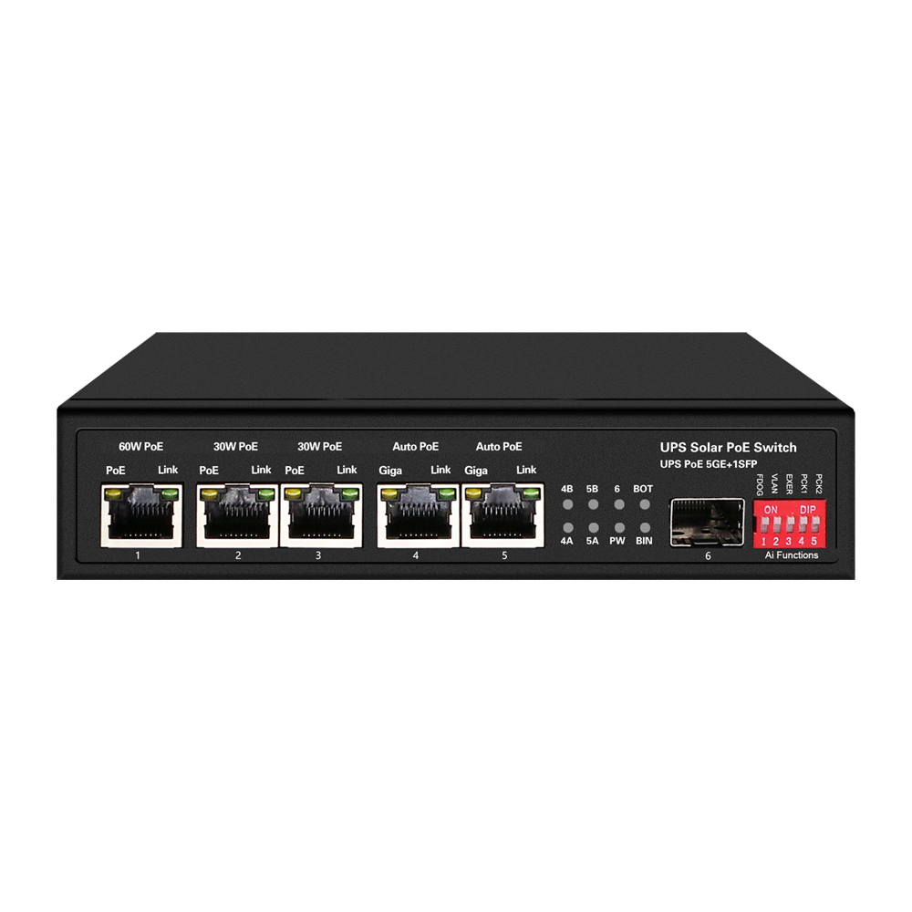 [ACSWMB000041] SWITCH 12V POE 5 PUERTOS + 1 SFP