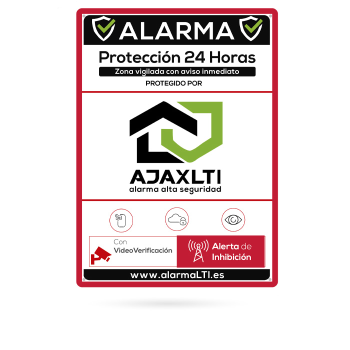 [ACESAJ000006] CARTEL ALARMA AJAX ALUM LACADO 28X21