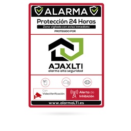 [ACESAJ000006] CARTEL ALARMA AJAX ALUM LACADO 28X21