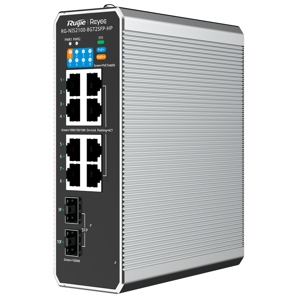 [NTSWRG000014] REYEE SWITCH POE INDUST 8 CH + 2 SFP GB