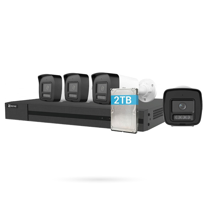 [CTKTEZ000010] KIT 4 CÁMARAS BULLET EZVIZ POE 8 MPX IA