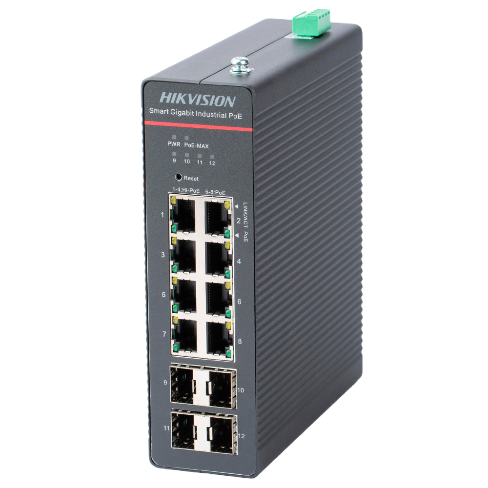 [NTSWHK000001] HIKVISION SWITCH POE INDUST 8 CH + 4 SFP GB KIT(240W)