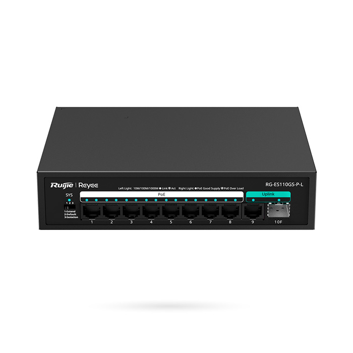 [NTSWRG000023] REYEE SWITCH POE 8 PUERTOS 1 UPLINK + 1 SFP 10/100/1000 MBPS